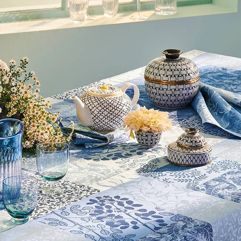 Mille Rameaux Bleu Tischdecke / Enduit